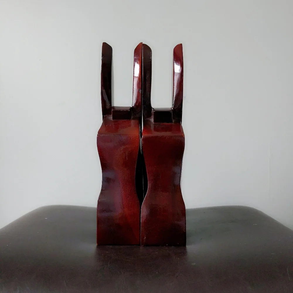 Rare! Vintage Mid-Century Carved San Juan PR Mahogany Wood Donkey Bookends